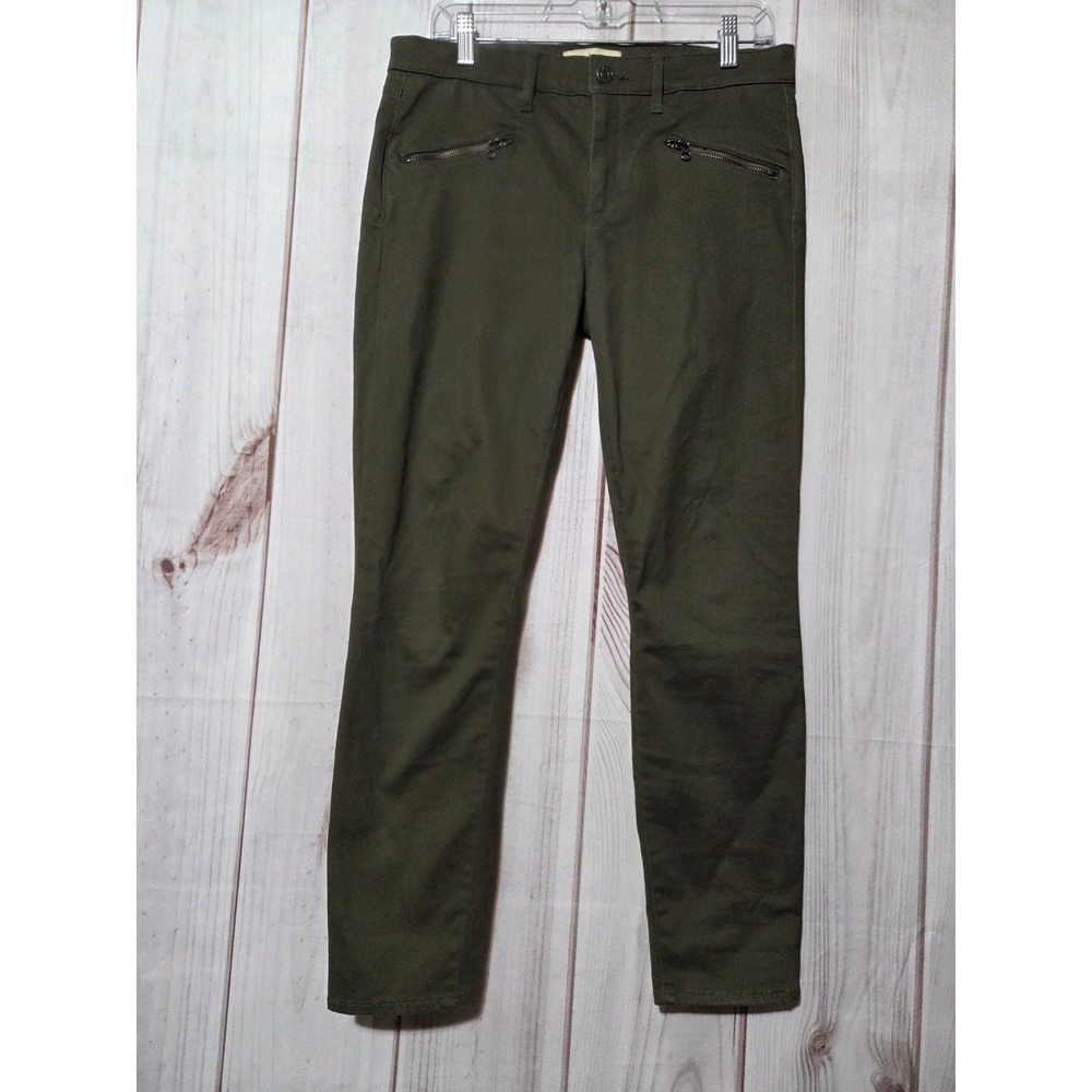 Gap 1969 True Skinny Olive Green Moto Ankle Pants Zip Hem Women 29